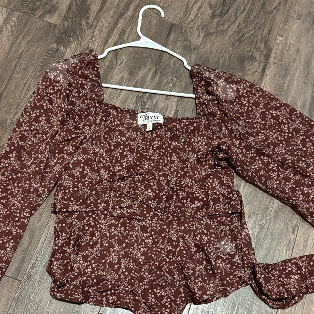 Trixxi Brown Floral Women's Blouse